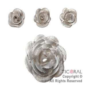 ADORNO BOUQUET ROSAS PLATA AZUCAR X 4